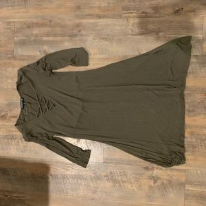 Olive Green Three Quarter Length Sleeve Dress